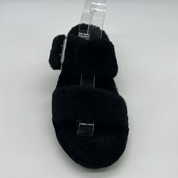 UGG - Fuzz Yeah Black 2 Buckle Sheepskin Shearling Slide Sandal Size 8 - Picture 4 of 14
